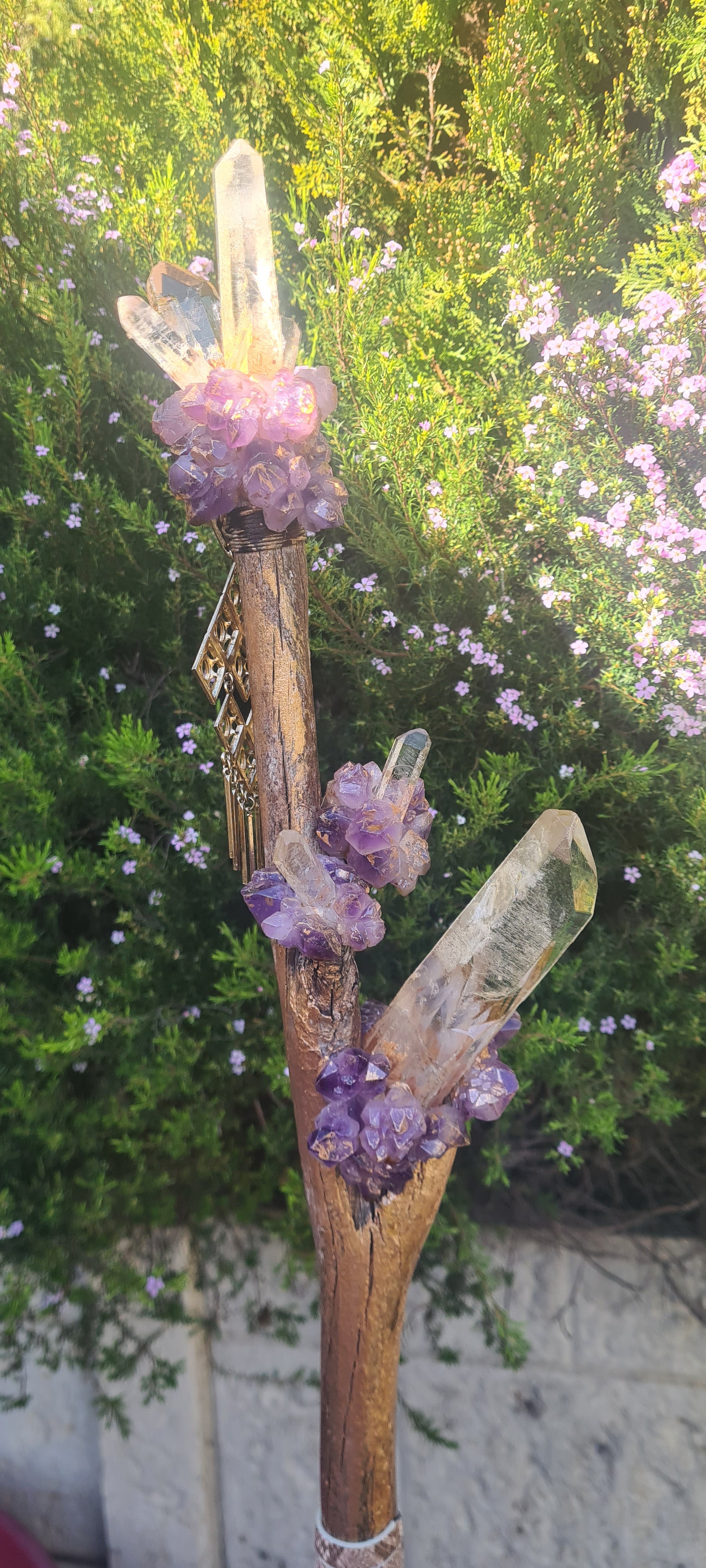 Crystal Staff / Walking Stick. Amethyst & Lumerian Seeds