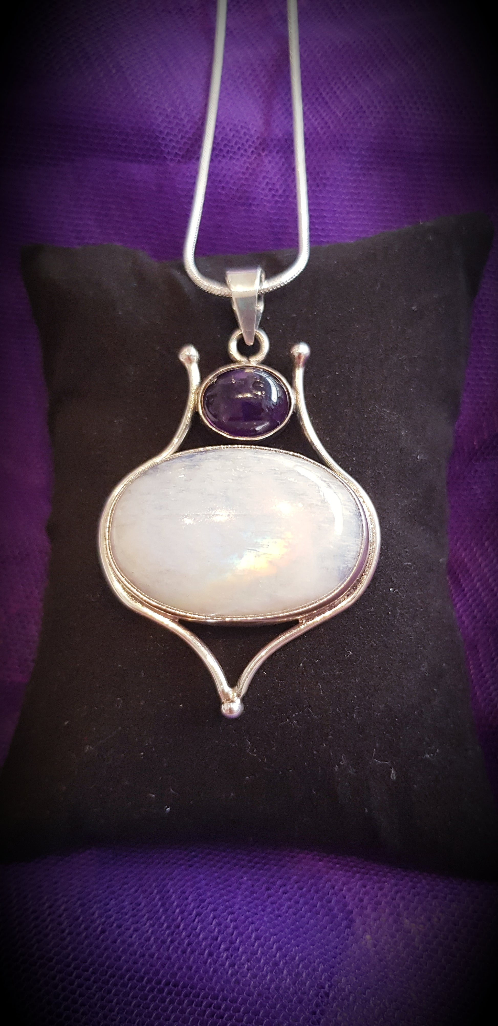 Moonstone And Amethyst Pendant - 925 Sterling Silver