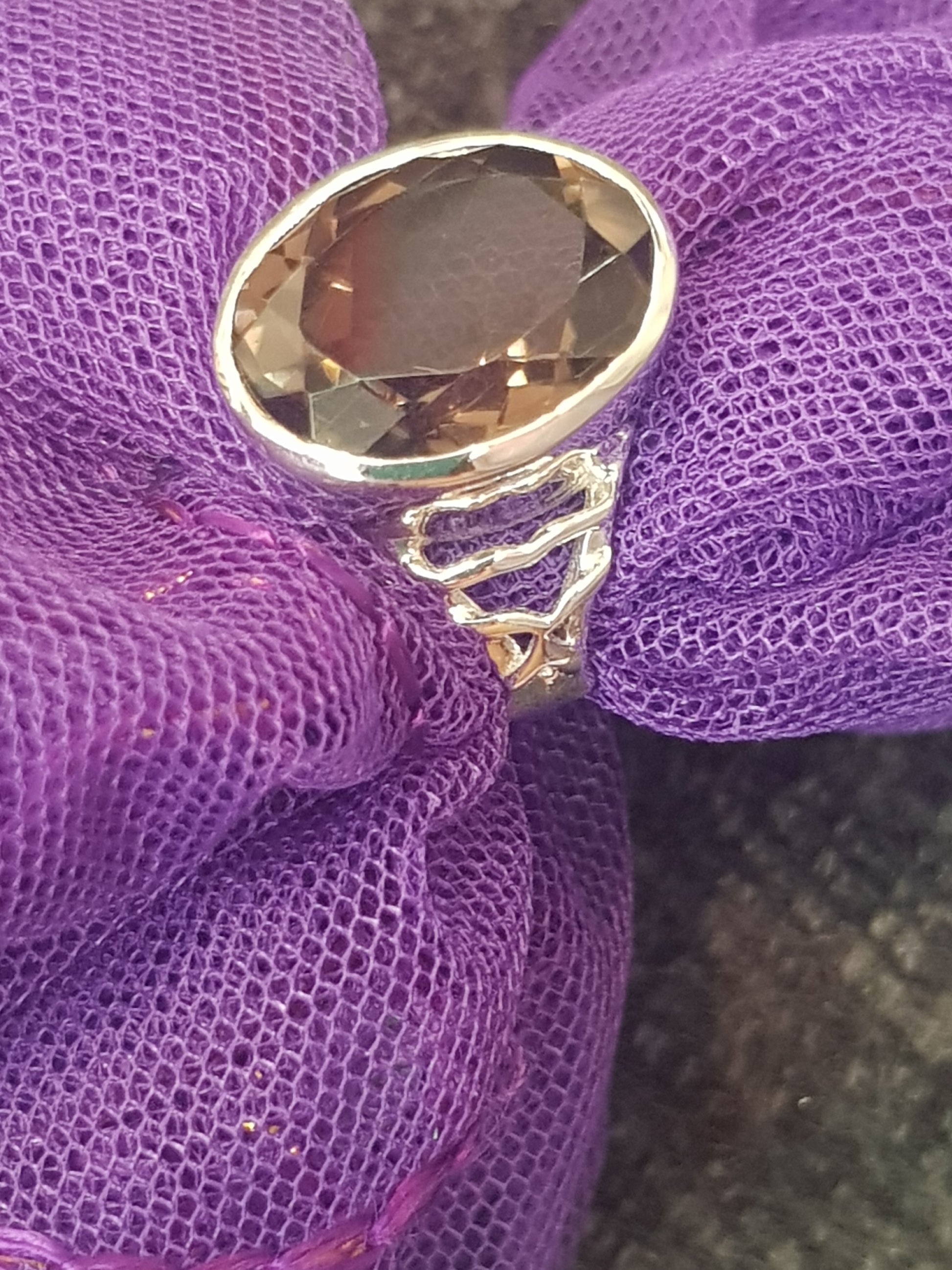 Smokey Quartz 925 Sterling Ring