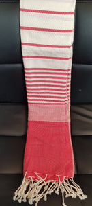 Scarf - Pink/Red Narrow Stripe - Handmade