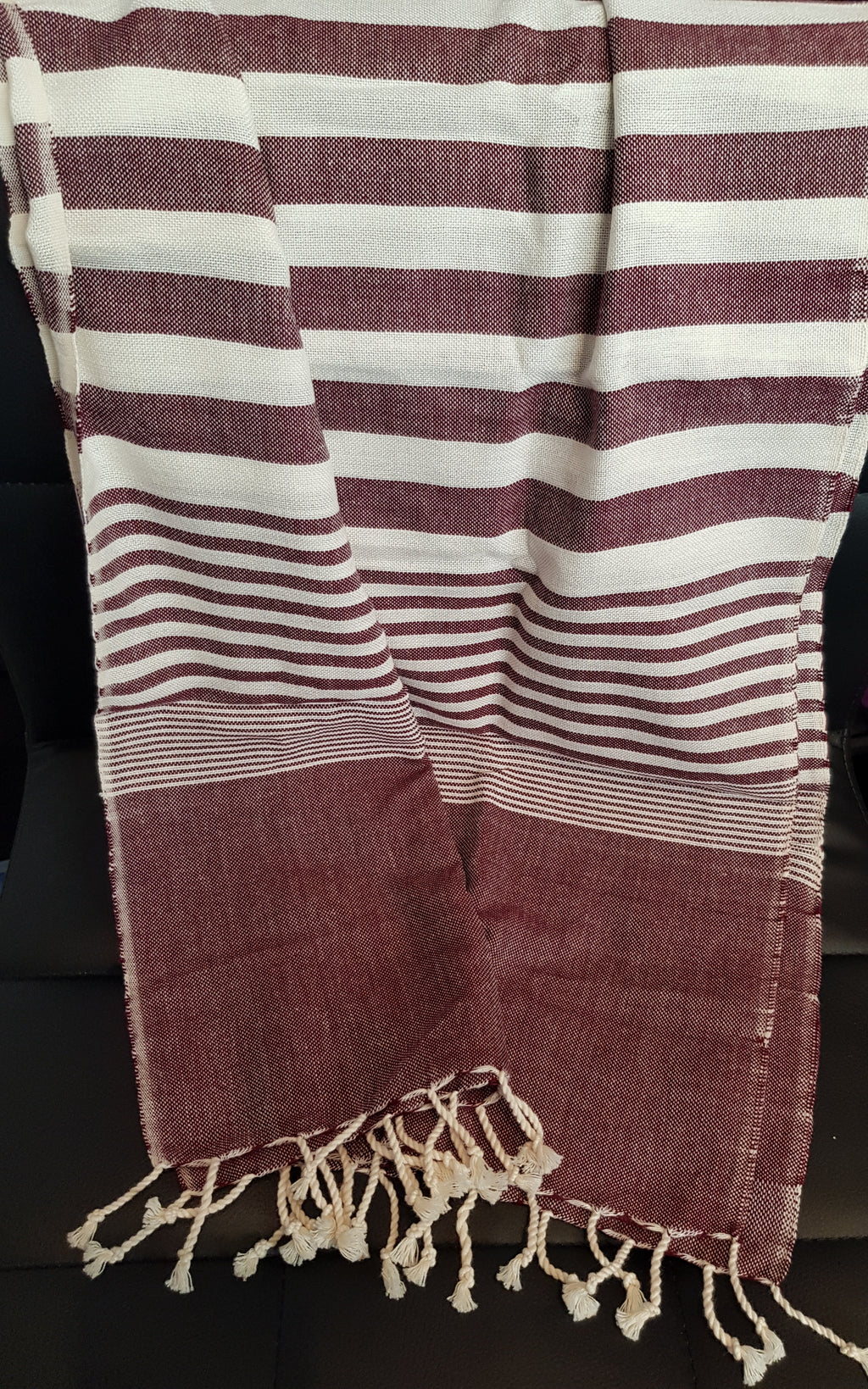 Scarf - Grape Narrow Stripe - Handmade