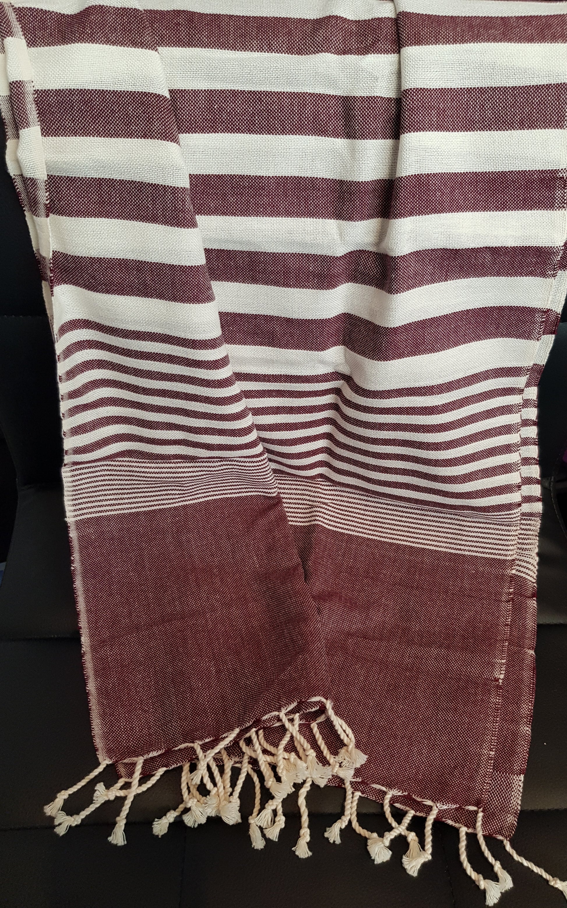 Scarf - Grape Narrow Stripe - Handmade