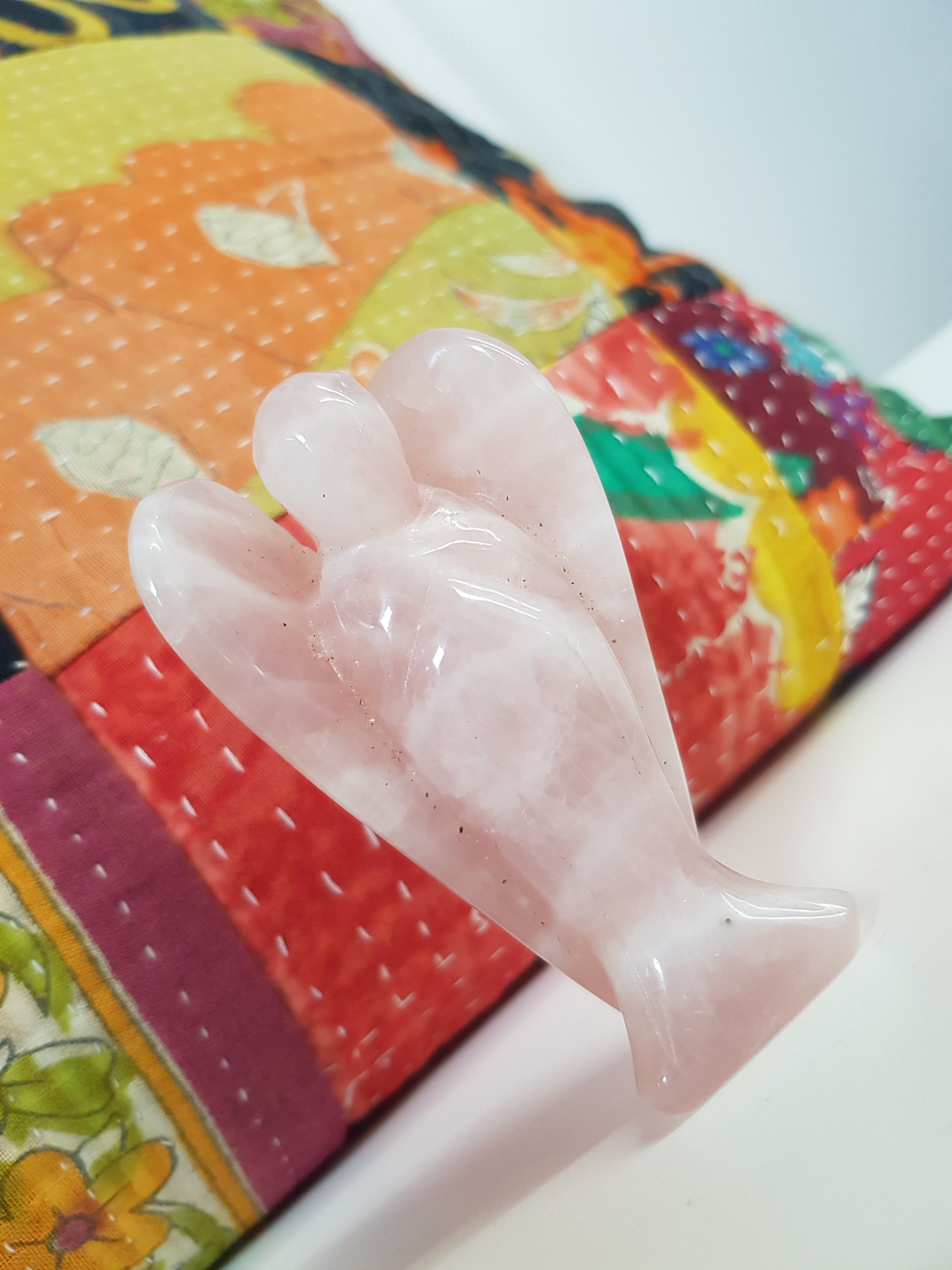 Rose Quartz  - Angel Carved