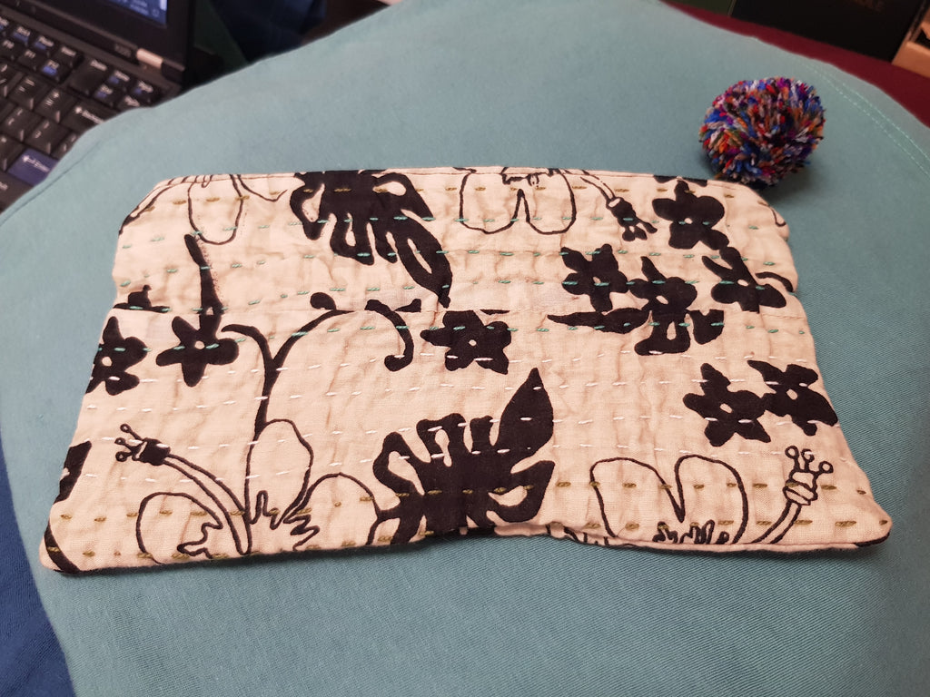Purse - Kantha Quilt PomPom