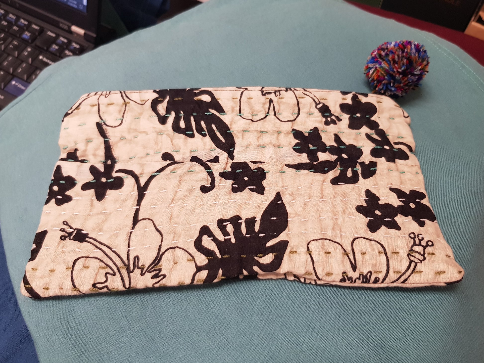 Purse - Kantha Quilt PomPom