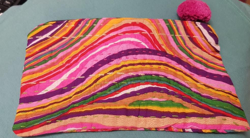 Purse - Kantha Quilt PomPom