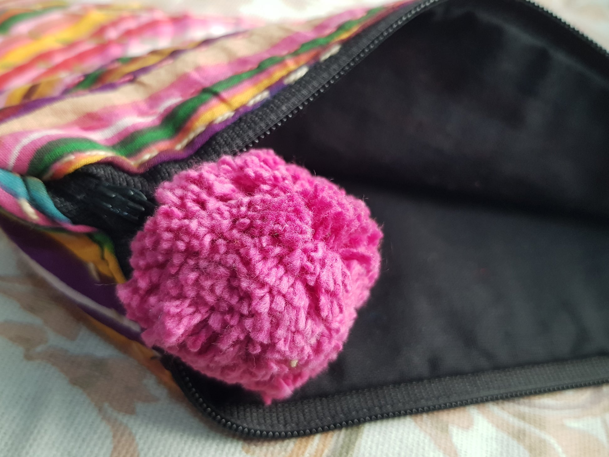 Purse - Kantha Quilt PomPom