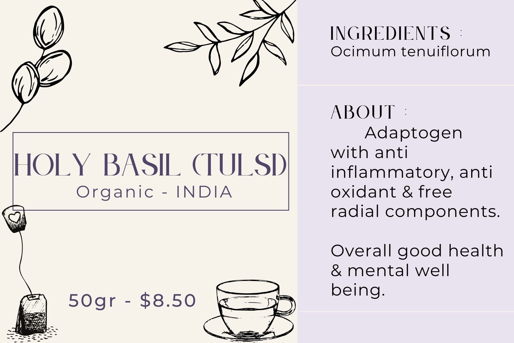 Holy Basil (Tulsi) - Organic