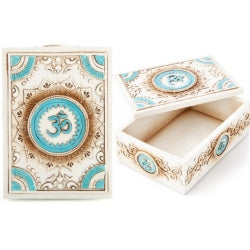 PolyResin - White Om Mandala Box