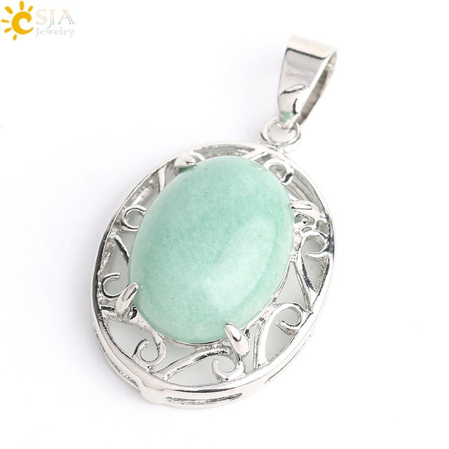 Prong Setting Oval Necklace