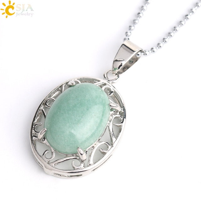 Prong Setting Oval Necklace