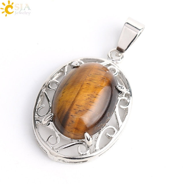 Prong Setting Oval Necklace