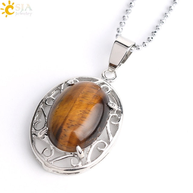 Prong Setting Oval Necklace