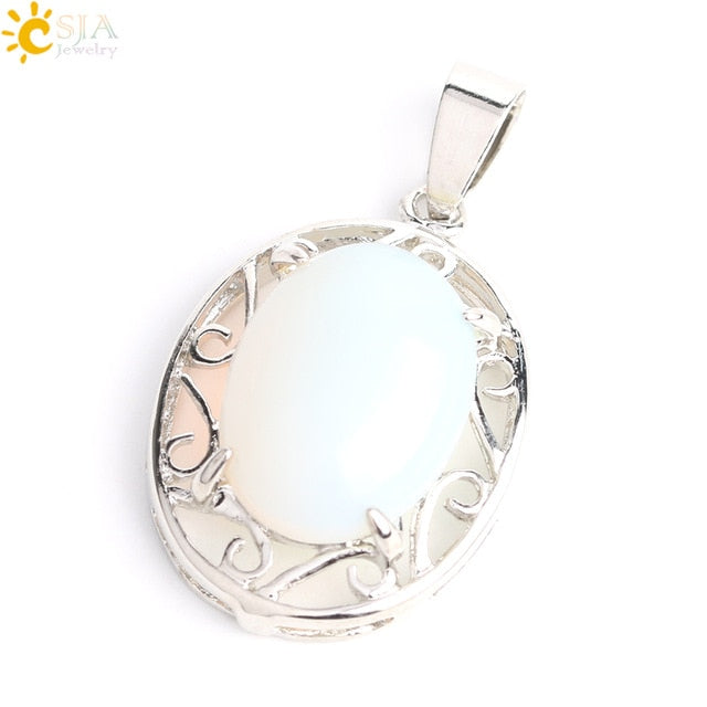 Prong Setting Oval Necklace