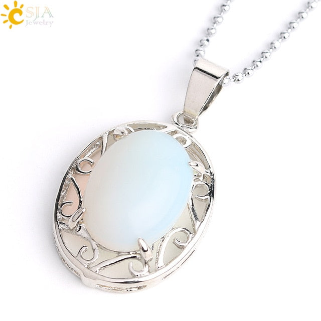 Prong Setting Oval Necklace