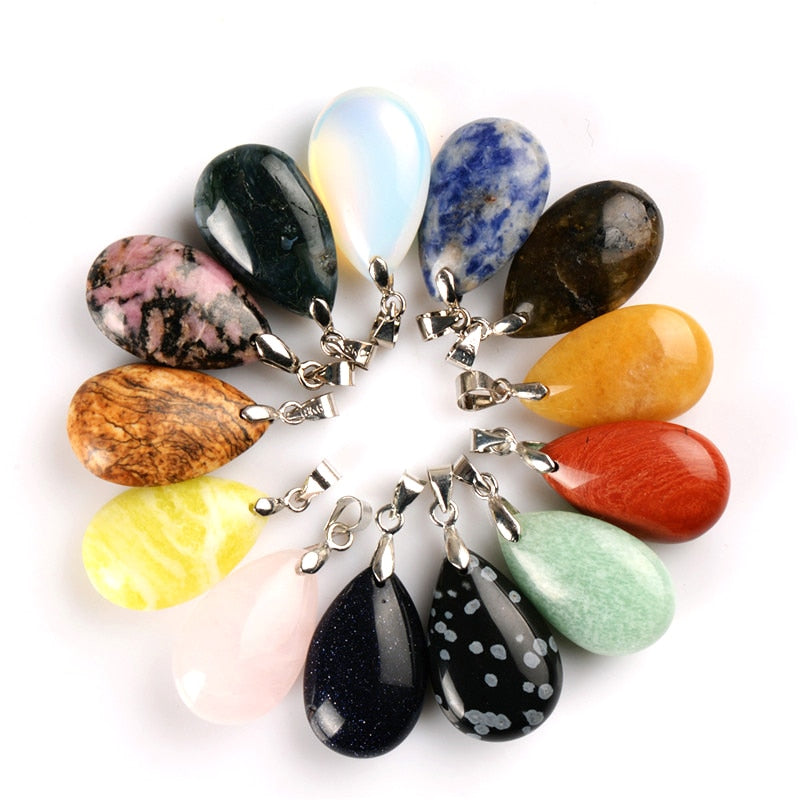 Natural Stone Water Drop Pendants