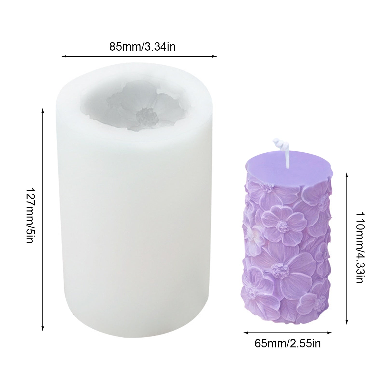 Butterfly & Rose Pattern - 3D Silicone Candle Mold - DIY