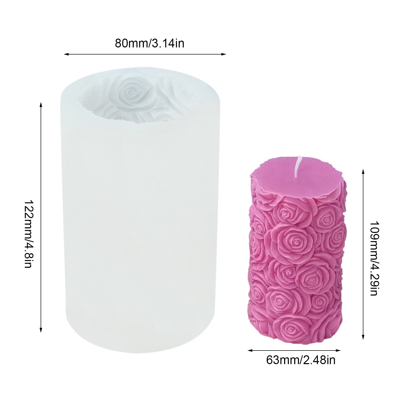 Butterfly & Rose Pattern - 3D Silicone Candle Mold - DIY