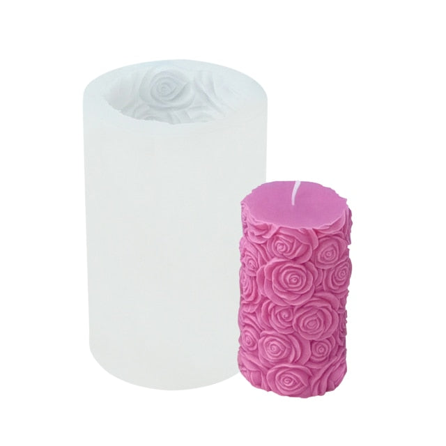 Butterfly & Rose Pattern - 3D Silicone Candle Mold - DIY