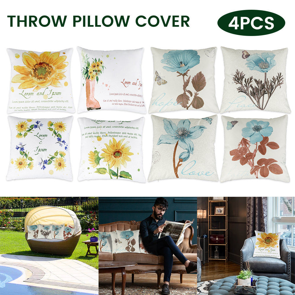 Cushion Cover - 4pc set - Uplifting Floral - Outdoor Waterproof