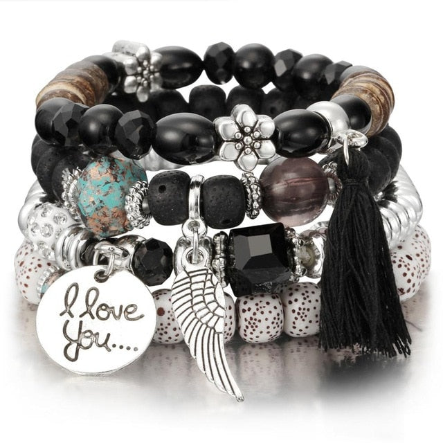 Crystal Bead Bracelet - Natural Stone & Charms