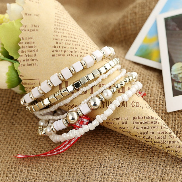Crystal Bead Bracelet - Natural Stone & Charms