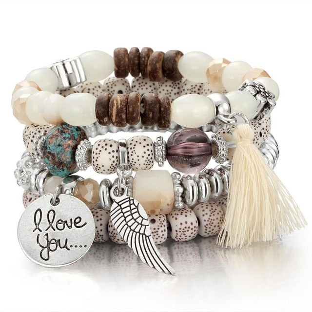 Crystal Bead Bracelet - Natural Stone & Charms