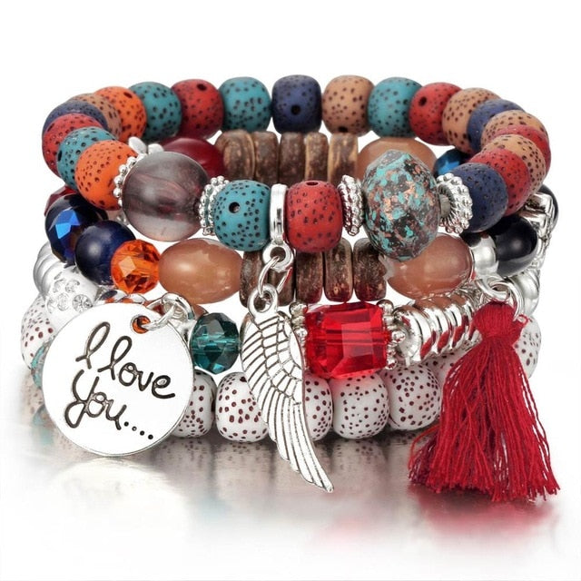 Crystal Bead Bracelet - Natural Stone & Charms