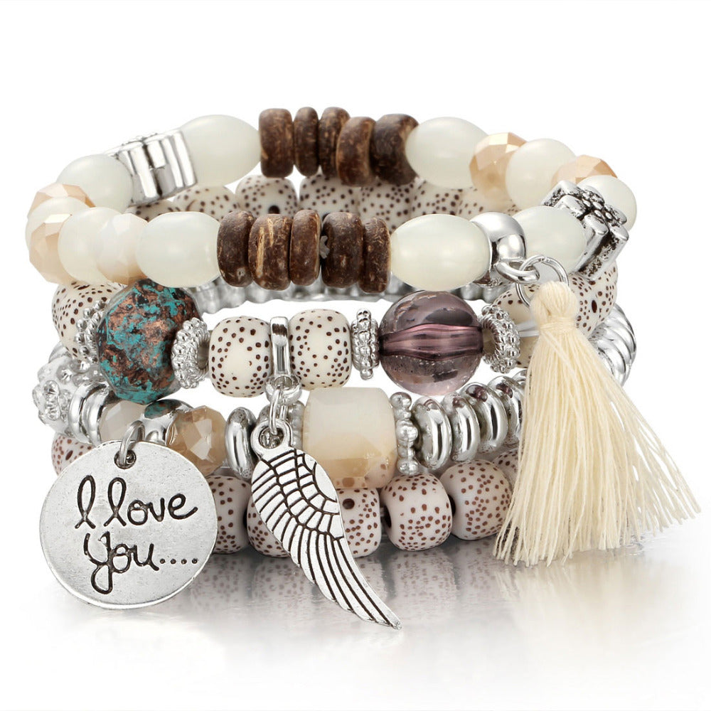 Crystal Bead Bracelet - Natural Stone & Charms