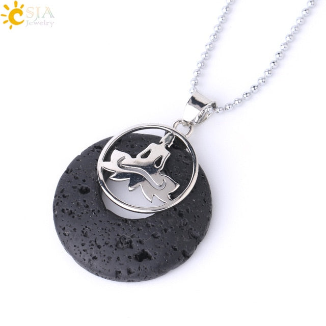 Stone Donut Beads Pendant - Lotus