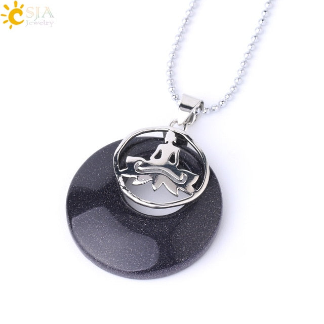 Stone Donut Beads Pendant - Lotus
