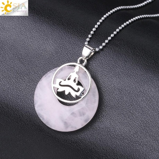 Stone Donut Beads Pendant - Lotus