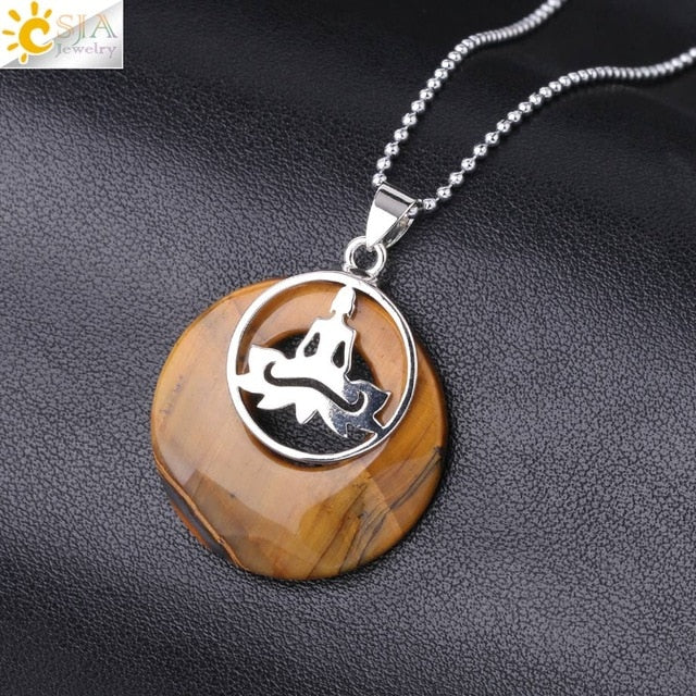 Stone Donut Beads Pendant - Lotus