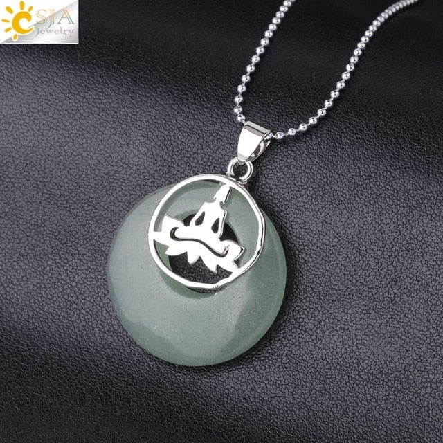 Stone Donut Beads Pendant - Lotus