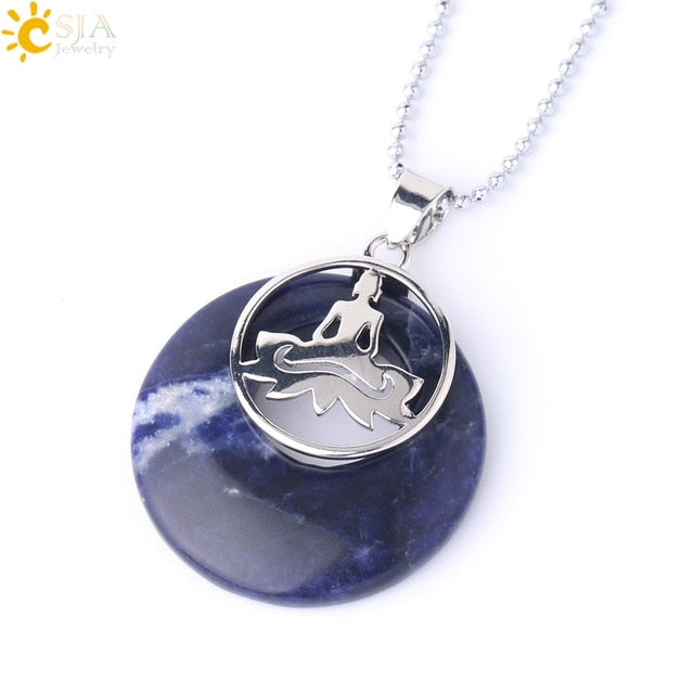 Stone Donut Beads Pendant - Lotus