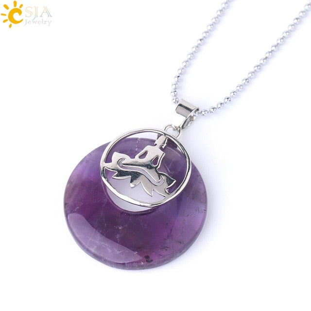 Stone Donut Beads Pendant - Lotus