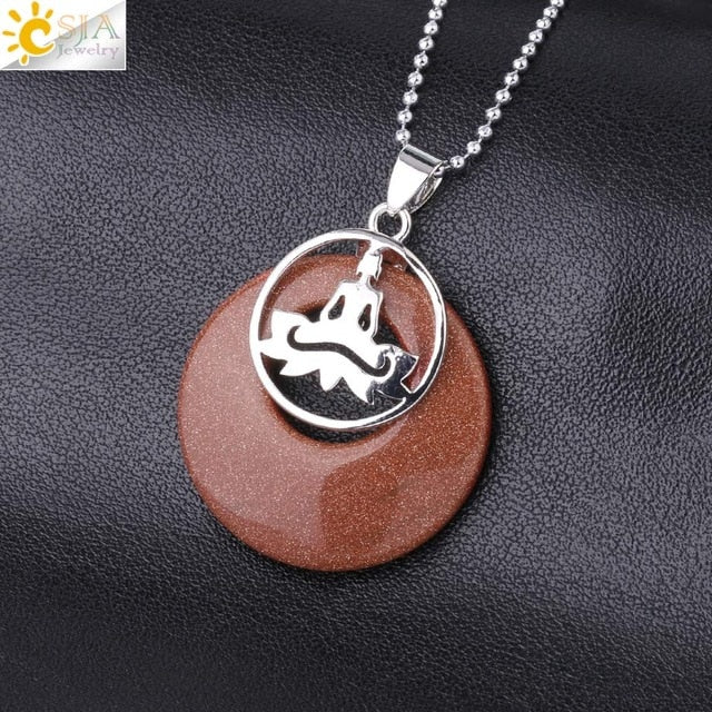 Stone Donut Beads Pendant - Lotus