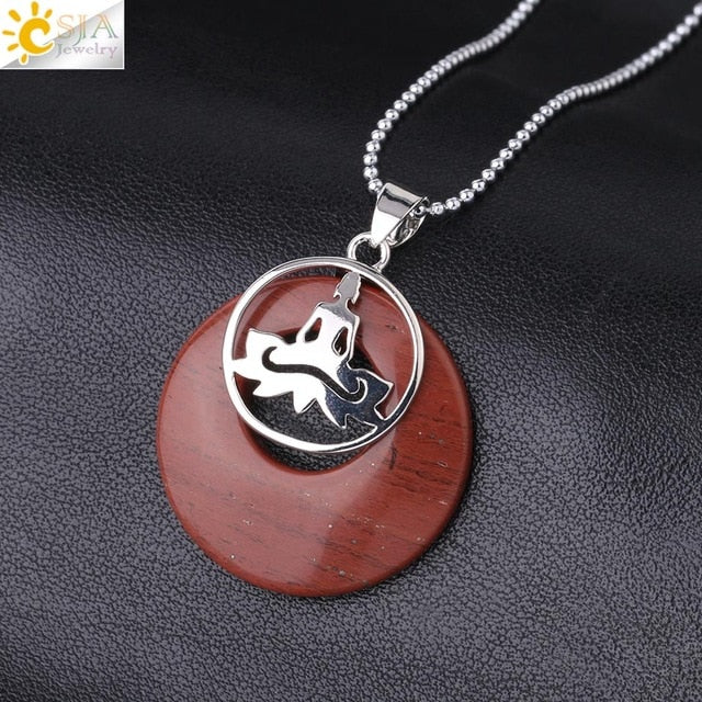 Stone Donut Beads Pendant - Lotus
