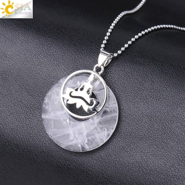 Stone Donut Beads Pendant - Lotus
