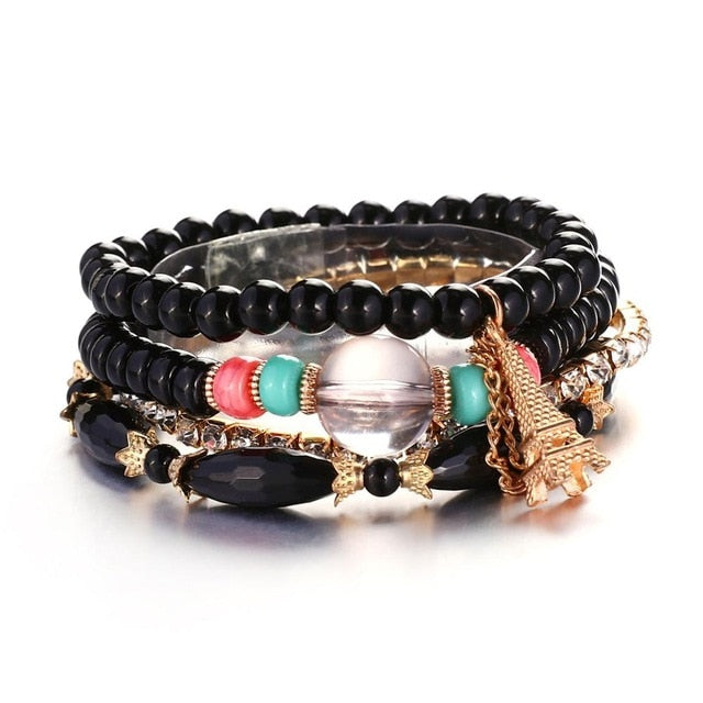 Crystal Bead Bracelet - Natural Stone & Charms