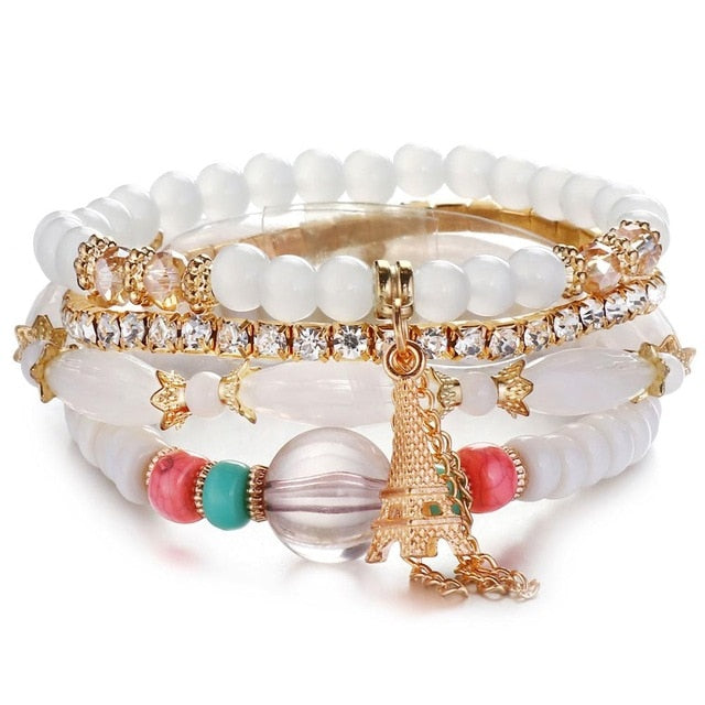 Crystal Bead Bracelet - Natural Stone & Charms