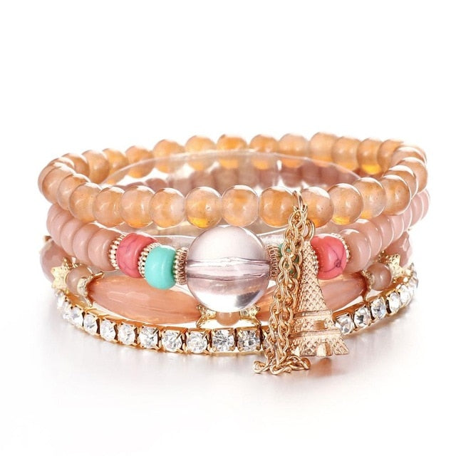 Crystal Bead Bracelet - Natural Stone & Charms