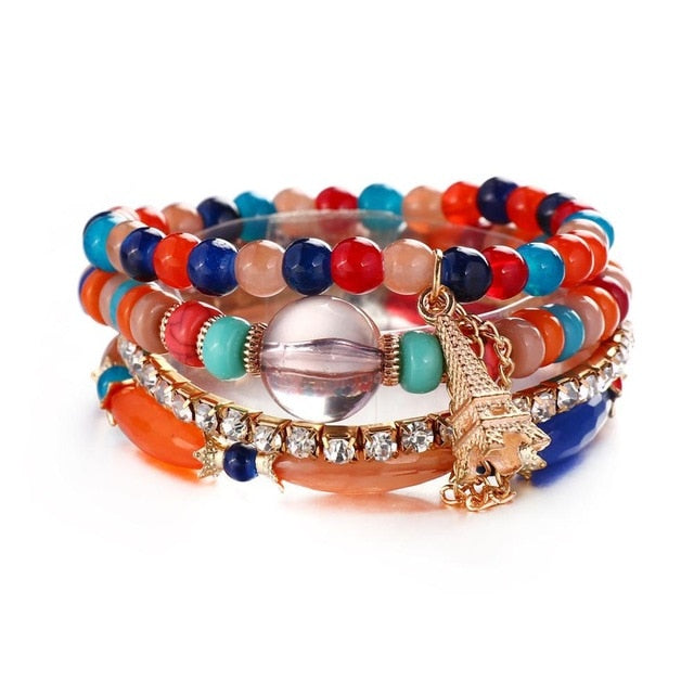Crystal Bead Bracelet - Natural Stone & Charms