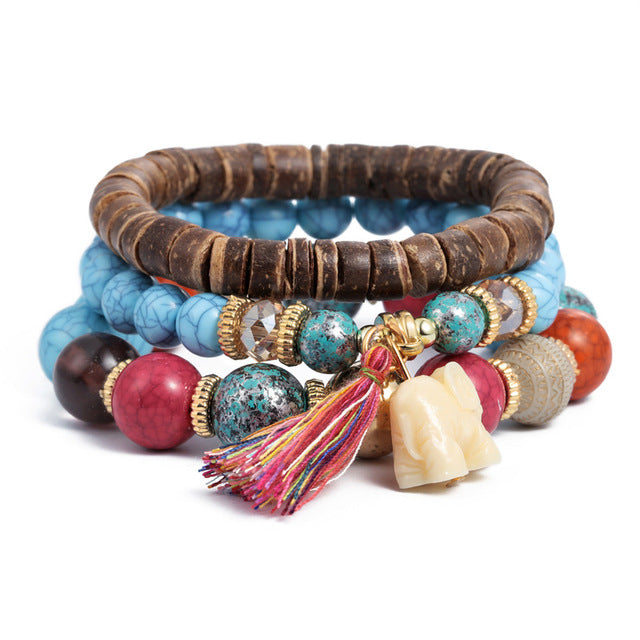 Crystal Bead Bracelet - Natural Stone & Charms