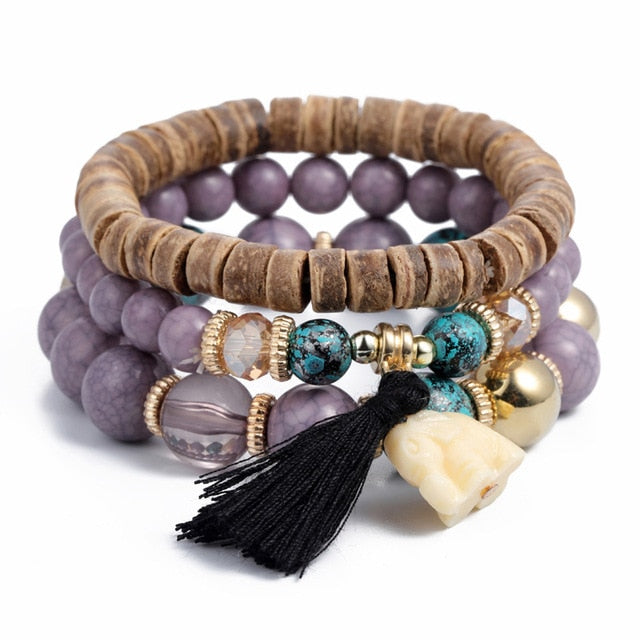 Crystal Bead Bracelet - Natural Stone & Charms