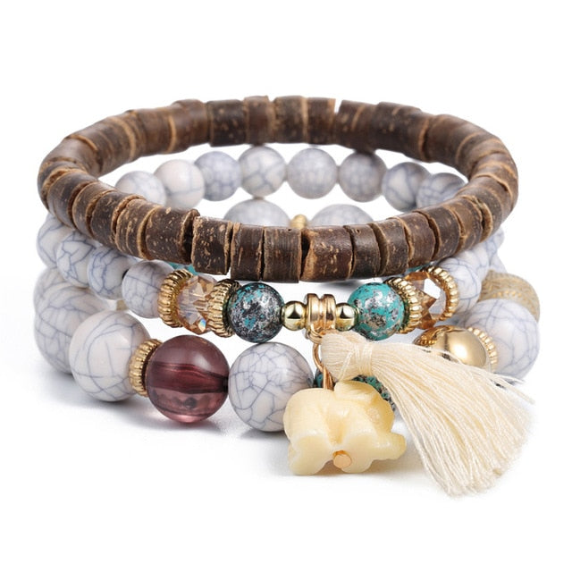 Crystal Bead Bracelet - Natural Stone & Charms