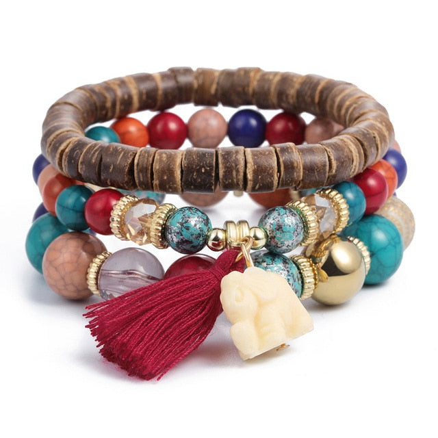Crystal Bead Bracelet - Natural Stone & Charms