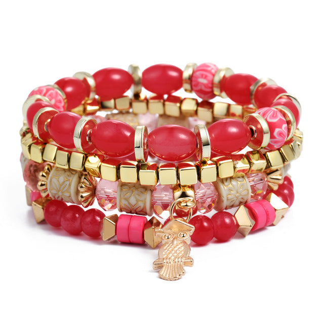Crystal Bead Bracelet - Natural Stone & Charms