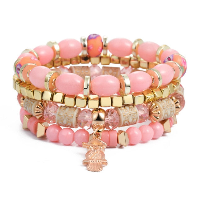 Crystal Bead Bracelet - Natural Stone & Charms
