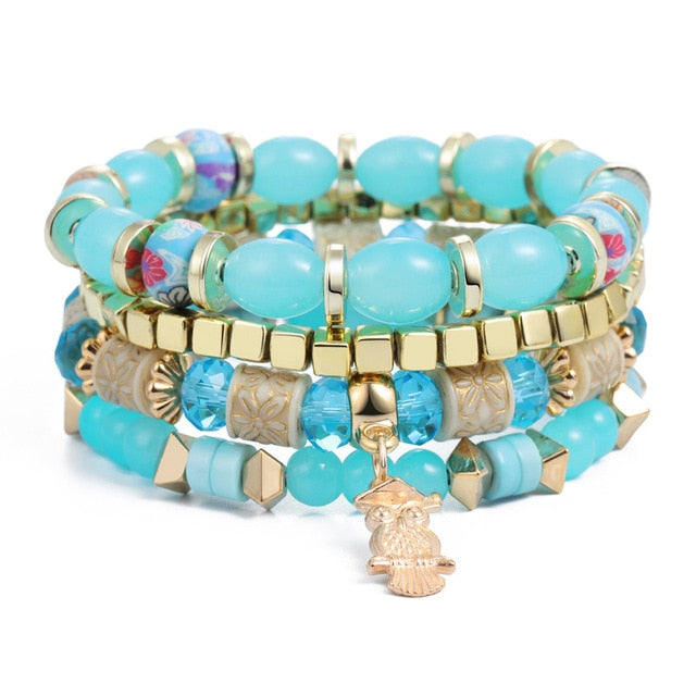 Crystal Bead Bracelet - Natural Stone & Charms